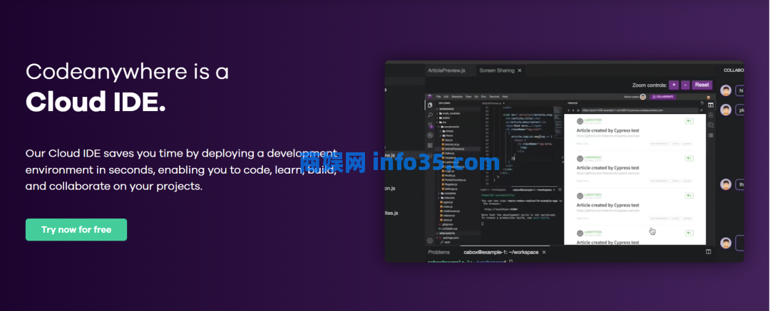 Cloud IDE · Online Code Editor · Codeanywhere-商娱网